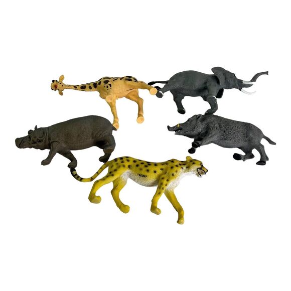 Lot of 5 African Safari Jungle Animals Hard Plastic Figures Toys Misc Brand 3-6” - Picture 9 of 11